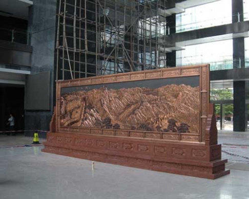 深圳某單位制作的大理石銅框屏風